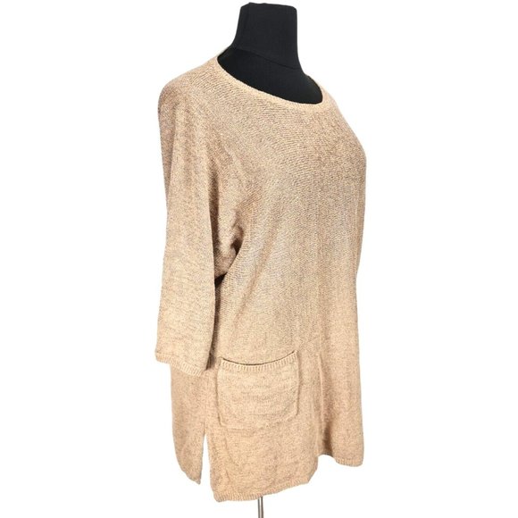 Soft Surrounding Womens Knee Length Shirt Sweater Dress One Size Beige  67A - Picture 3 of 6